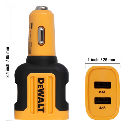 Cargador Auto 12v Dewalt Usb-a 24w Carga Rápida 2 Usb - Imagen 2