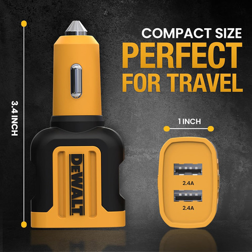 Cargador Auto 12v Dewalt Usb-a 24w Carga Rápida 2 Usb - Imagen 5