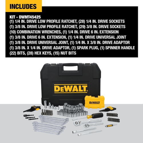 Juego Herramientas Mecánicas Dewalt 142 Pzs 1/4 Y 3/8 Sae Amarillo - Imagen 4