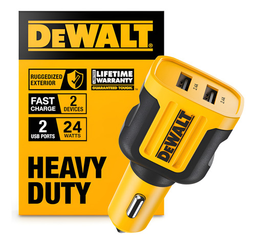Cargador Auto 12v Dewalt Usb-a 24w Carga Rápida 2 Usb