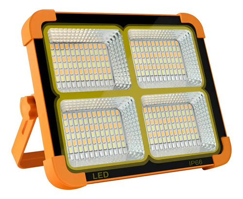 Foco Led Solar 100w 10000 Lm Ip66 Luz Emergencia Recargable Naranja - Imagen 3