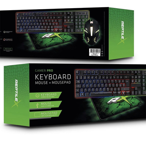 Kit 3 En 1 Teclado Mouse Y Pad Reptilex Led - Imagen 4