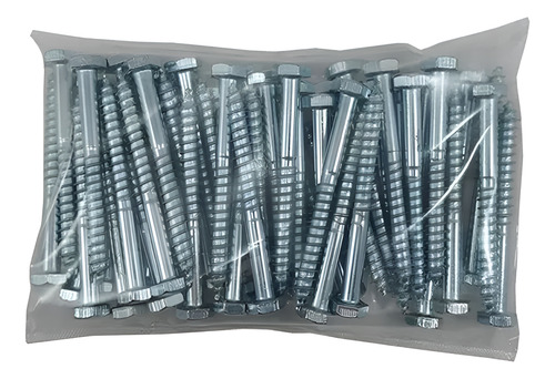 Pack 50 Tirafondo Cabeza Hexagonal Diámetro 6x70 Mm Zincado - Imagen 2
