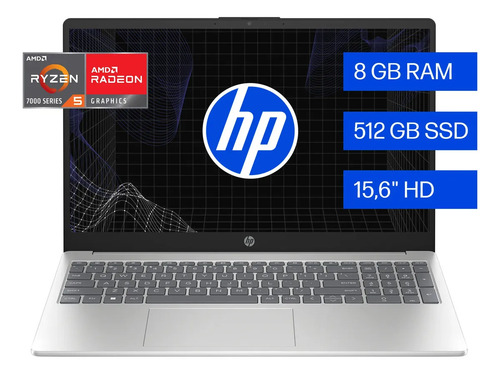 Notebook Hp 15-fc0079la Amd Ryzen 5 8gb Ram 512gb Ssd Windows 11 Home Plateado