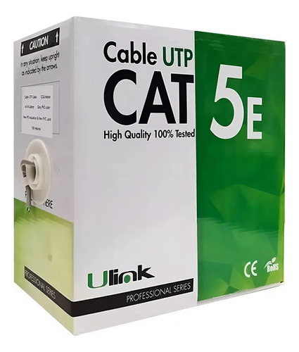 Cable Utp Red Cat-5e Indoor Ulink Caja De 305 Metros 24 Awg