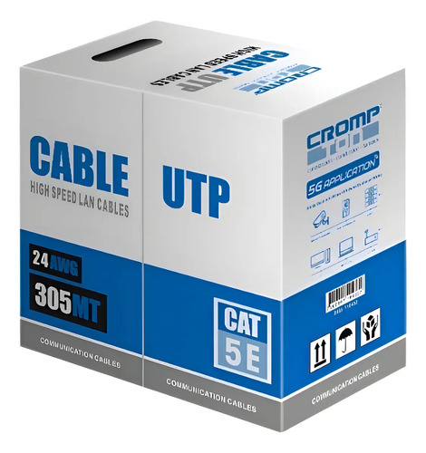 Caja Cable Utp Crompton Cat5e 305 Mts 2x24awg 4 Pares