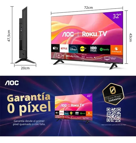Smart Tv Aoc 32 Hd Led Roku Tv Wifi 32S5155 - Imagen 4