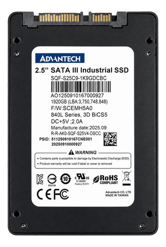 Ssd Advantech 2Tb Sata Iii 2.5 Tlc 3d Sqflash - Imagen 2