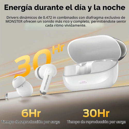 Audífonos Inalámbricos Monster N-lite 220 Ipx7 30 Horas - Imagen 4