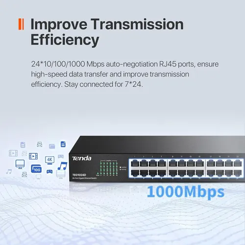 Switch Gigabit Tenda Teg1024d De 24 Puertos Para Montaje - Imagen 6