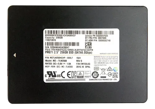 Ssd Samsung Pm881 256gb Sata Iii 2.5 Oem Mz-7lh256a (Reacondicionado)