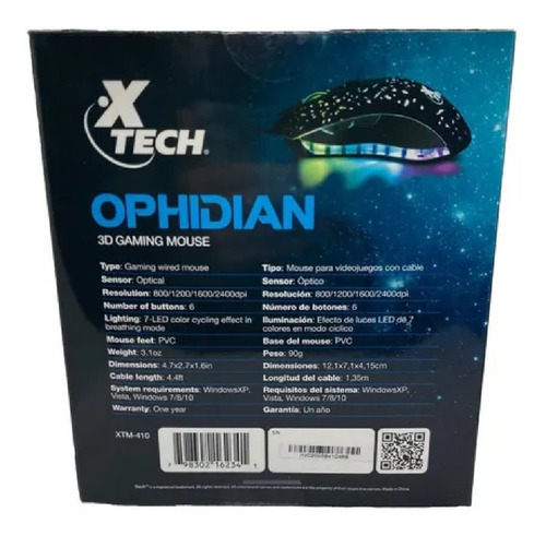 Mouse Gamer 3d Xtech Ophidian Xtm-410 - Usb - 2400dpi Color Negro - Imagen 5