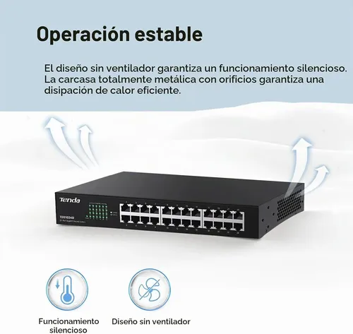 Switch Gigabit Tenda Teg1024d De 24 Puertos Para Montaje - Imagen 4