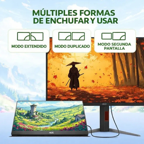 Monitor Portátil Aoc 16t20 16 Full Hd Ips Usb-c Mini Hdmi - Imagen 2