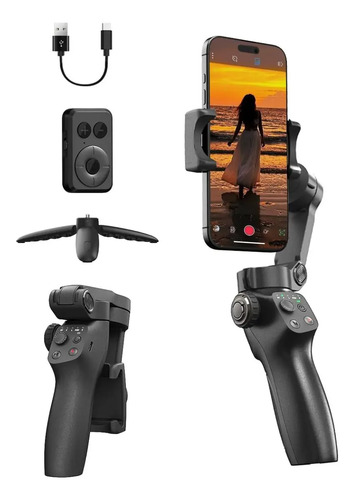 Estabilizador Camara Celulcar Gimbal 3 Ejes Compatible Xiaiomi Samsung Apple Gris Oscuro