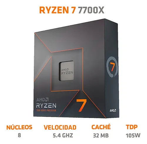 Procesador Gamer Amd Ryzen 7 7700X 100-100000591WOF De 8 Núcleos Y 5.4GHz De Frecuencia Con Gráfica Integrada - Imagen 6
