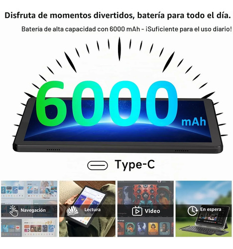 Tablet Android 16 10.1 16gb Ram 128gb, Batería 6000mah - Imagen 2