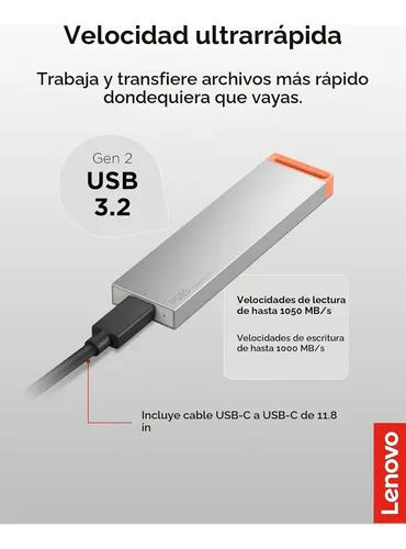 Ssd Externo Lenovo Ps8s 2tb Usb-c 3.2 Gen 2 - Imagen 3