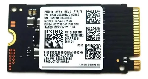 Disco Ssd Samsung Pm991 256gb M.2 2260 Nvme MZ-ALQ2560