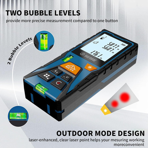 Medidor De Distancia Láser 60 Lcd, Cálculo De Área ±2 Mm - Imagen 4