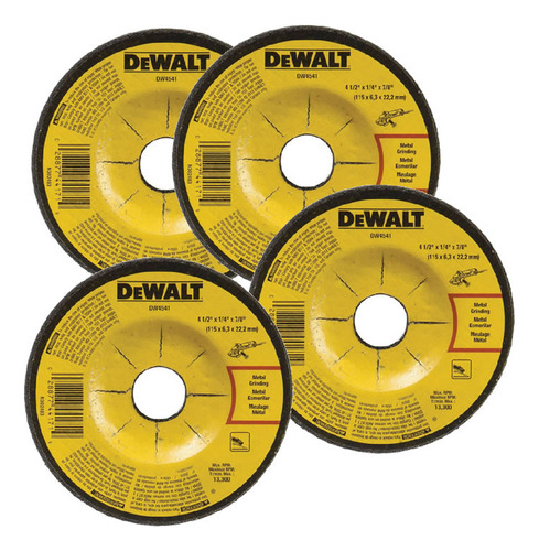 4 Discos De Desbaste Dewalt 4 1/2 115x 6.4 X 22 Resistencia - Imagen 2