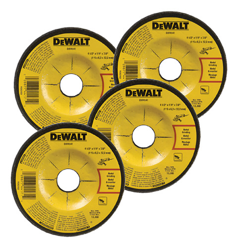 4 Discos De Desbaste Dewalt 4 1/2 115x 6.4 X 22 Resistencia