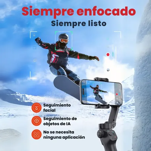 Estabilizador Camara Celulcar Gimbal 3 Ejes Compatible Xiaiomi Samsung Apple Gris Oscuro - Imagen 2