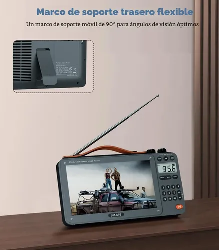 Radio De Video De Pelicula Am Fm Con Pantalla De 720p De 7 P Gris Oscuro - Imagen 5