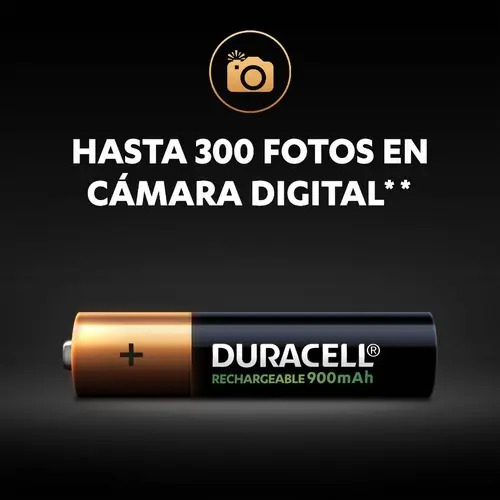 Pila Duracell Recargable Aaa, (4 Pilas De 900mah, Triple A) - Imagen 2