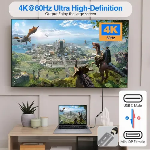 Adaptador Usb-c A Mini Displayport 4k 60hz - Imagen 2