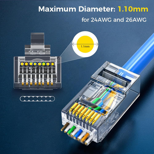 Conectores Rj45 Cat6 100 Unidades Utp Sólido O Trenzado - Imagen 4