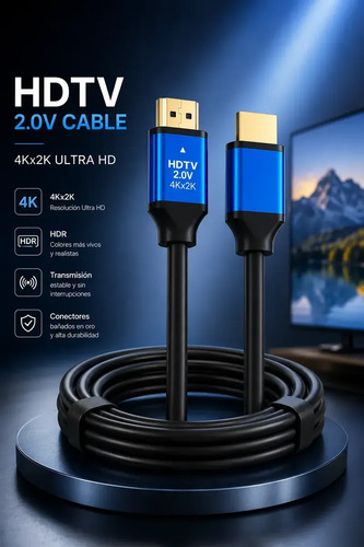 Cable Hdmi 5 Metros 2.0 4K Hdtv Alta Velocidad - Imagen 3