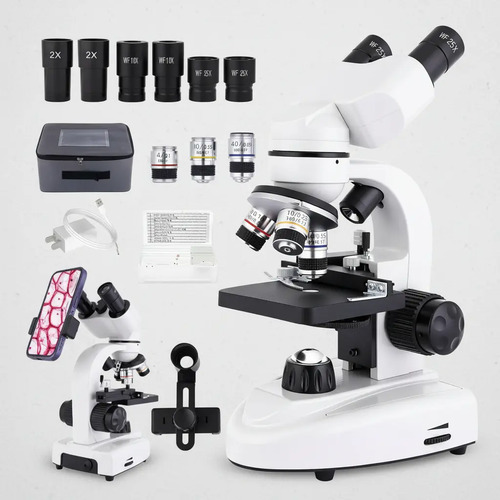 Microscopio Binocular 40x-2500x Led Dual Wf10x Wf25x Blanco - Imagen 5