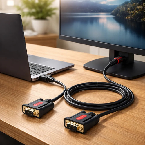 Cable Vga 2 Metros Conectores Gold Monitor Proyector - Imagen 4