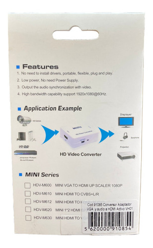Conversor Adaptador Vga A Hdmi Video Converter Full Hd 1080p - Imagen 4