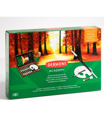 Pintura Acrílica Derwent Academy En Caja De Madera - Imagen 2