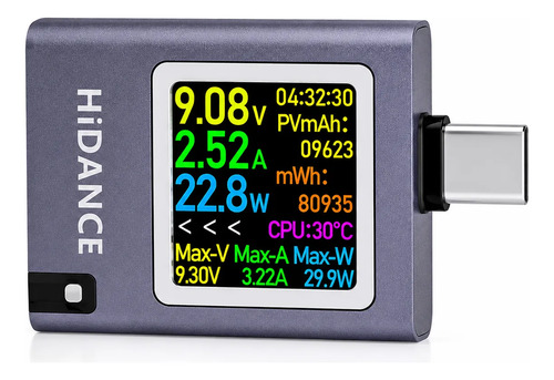 Tester Usb Digital 13 En 1 Pd3.1 Usb-c Voltaje Corriente Pote Azul Acero - Imagen 2