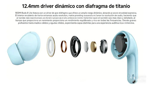 Audífonos Inalámbricos M2539e1 Xiaomi Buds 8 Lite Redmi Negro - Imagen 4