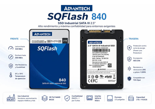 Ssd Advantech 2Tb Sata Iii 2.5 Tlc 3d Sqflash - Imagen 3