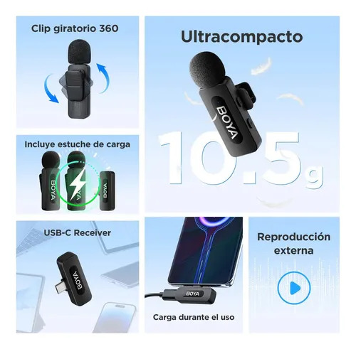 Micrófono Inalámbrico Boya By-V20 Doble Ultra Compacto Y Portable - Imagen 6