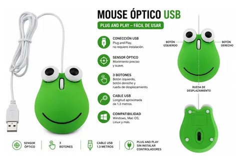 Mouse Froggycare Usb 2,4GZ Rana Verde