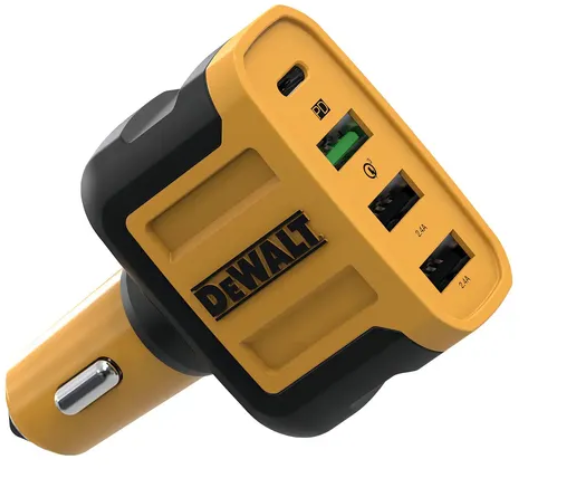 Dewalt Cargador De Auto Usb C De 60 W Y 4 Puertos Compatible Con Iphone 15 - Samsung Para Encendedor De Cigarrillos Amarillo