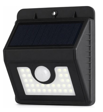 Luz Solar Led 30 Con Sensor De Movimiento 350 Lumenes Negro